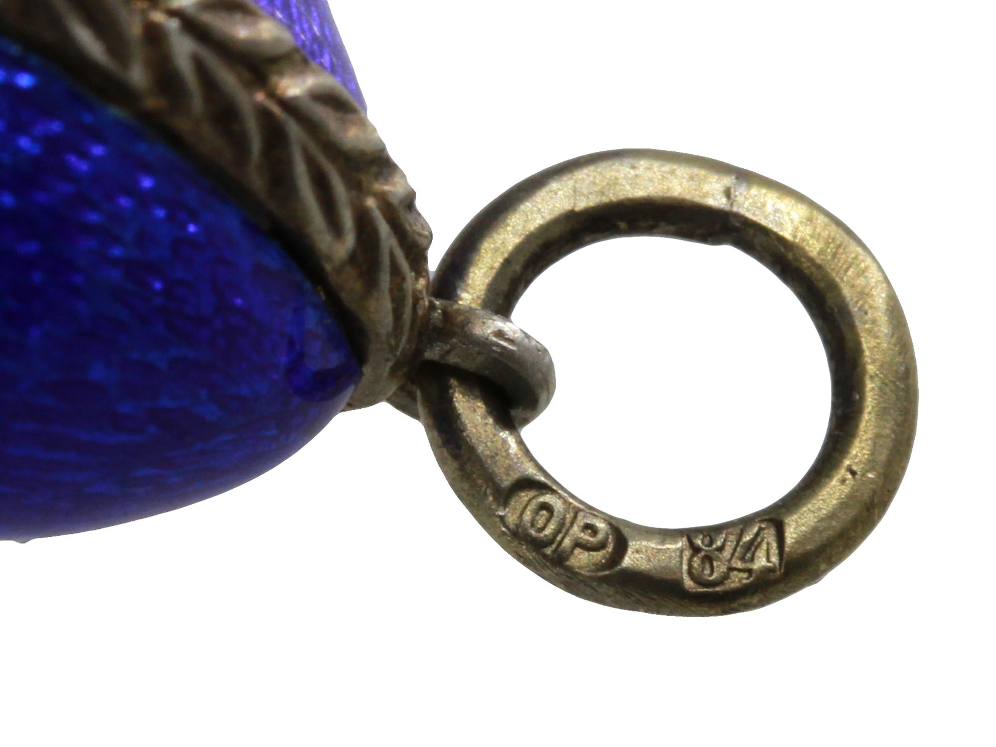 RUSSIAN SILVER AND ENAMEL SWAN EGG PENDANT PIC-5